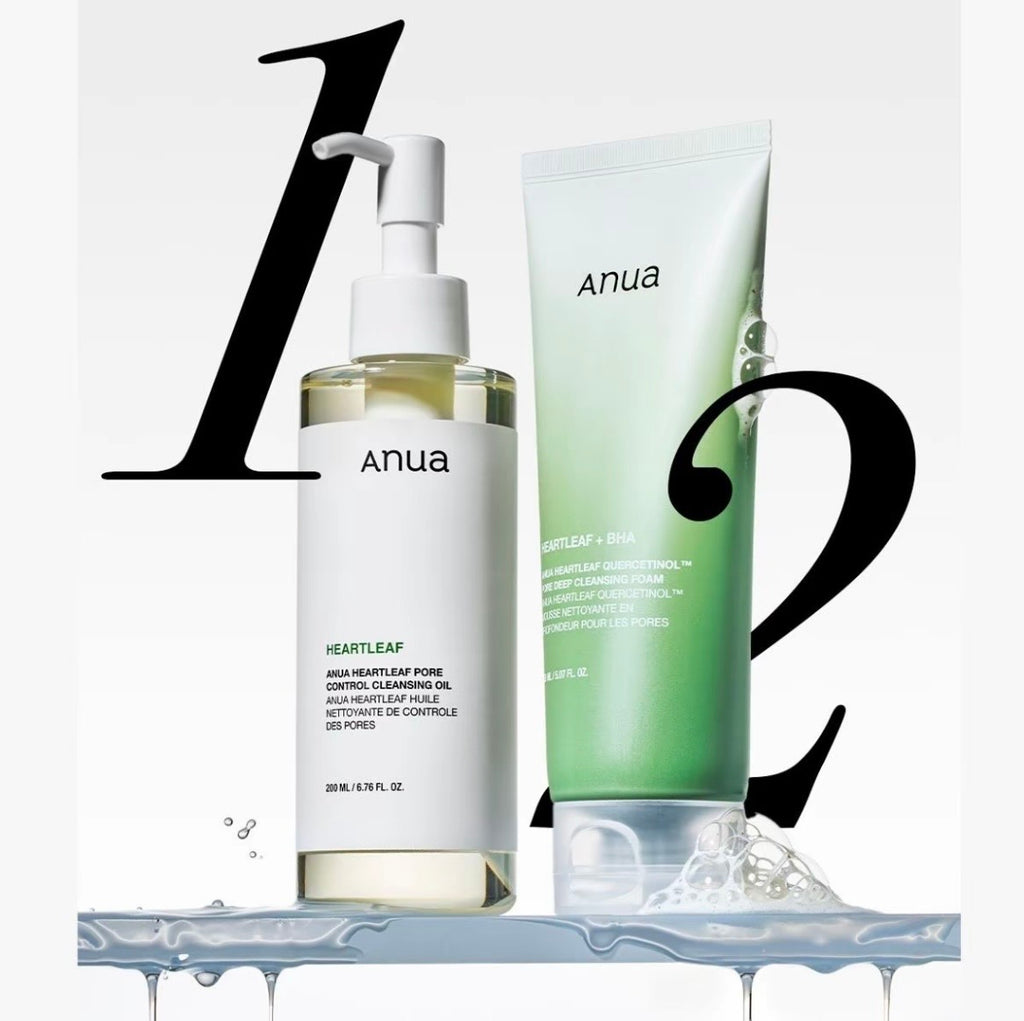 Duo Double Nettoyage Anua Heartleaf – Huile + Mousse